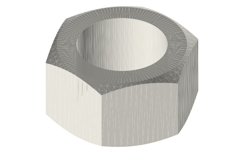 Hex nuts, inch: #4-40 to 3/4-10 (ASME B18.2.2), isometric render of a generated part