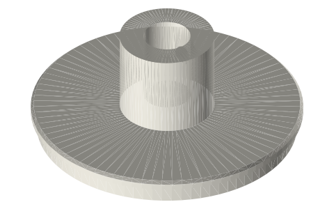 End cap for a 2 in hollow piston with an 8 mm rod socket, isometric render of a generated part