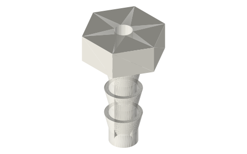 Hose barbs for 2, 3, 4, 6 and 8 mm ID tube, isometric render of a generated part