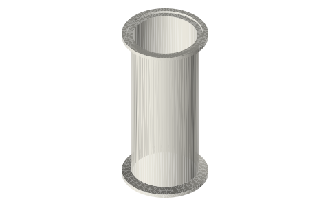 Bored 2 in power spool: 2 in × 5 in spool bored to Ø48.00, isometric render of a generated part