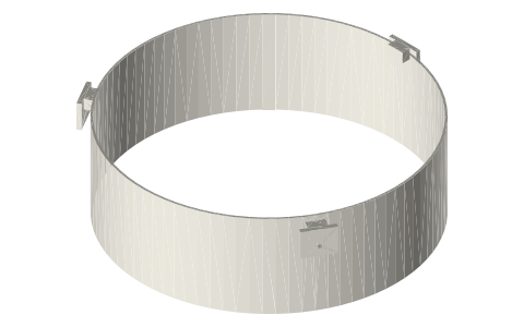 Burner shroud for a 10 in hot cup (optional), isometric render of a generated part