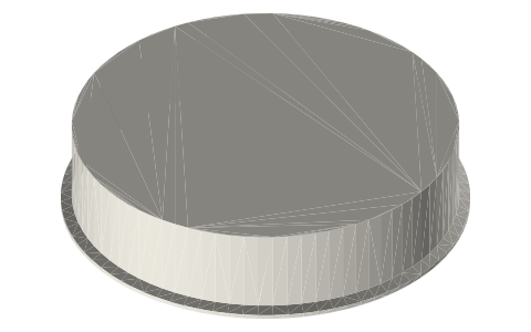 HTD hot cup: 10 in tri-clamp closed-end cup (welded floor), isometric render of a generated part