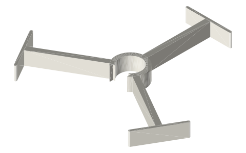 Hydroponic tower, printable tri-clamp (4 in, gasketed, no supports), isometric render of a generated part
