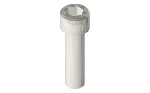 Imperial machine screws: #4-40, #6-32, #8-32, 1/4-20, isometric render of a generated part