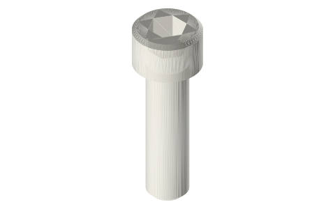Imperial machine screws: #4-40, #6-32, #8-32, 1/4-20, isometric render of a generated part