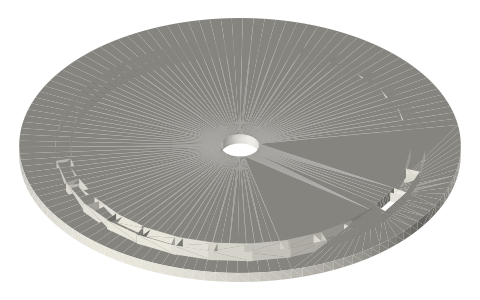 Instrumentation: DS18B20 and K-type probes, hall sensor, encoder disc, dial-indicator stems, isometric render of a generated part