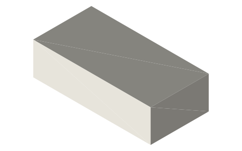 Insulating firebrick 230 × 114 × 64 mm (9 × 4.5 × 2.5 in), isometric render of a generated part