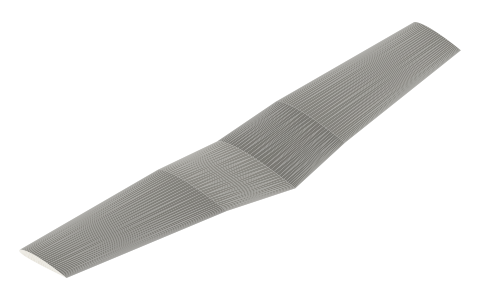 Inverted gull wing, isometric render of a generated part