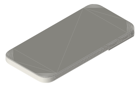 iPhone 15 Pro, isometric render of a generated part