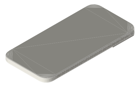 iPhone 16 Plus, isometric render of a generated part