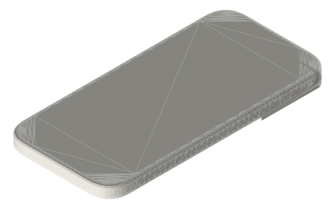 iPhone 16 Pro, isometric render of a generated part