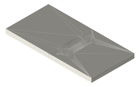 Jigsaw puzzle joint (for splitting large prints), isometric render of a generated part