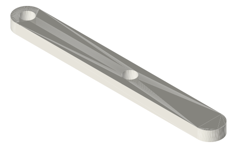 Jockey (tightener) lever, 51.48 mm centres, Ø6 holes, isometric render of a generated part
