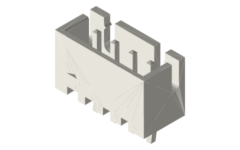 JST PH, XH, EH and GH connectors, 2–8 pin, isometric render of a generated part