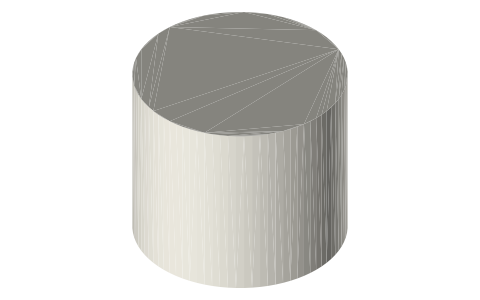 K-Cup coffee pod dimensions (51 mm rim, 44 mm tall), isometric render of a generated part