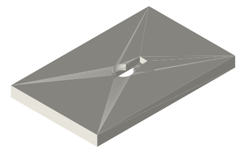Keyhole hanger slot, isometric render of a generated part