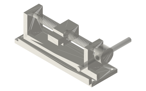 Lead screw and nut-slide (rotation to straight travel), Tr10×2, isometric render of a generated part