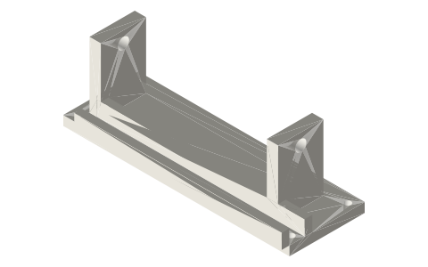 Lead-screw frame 120 × 40 with Ø6 bearings 94 mm apart and an 8.2 mm rail slot, isometric render of a generated part