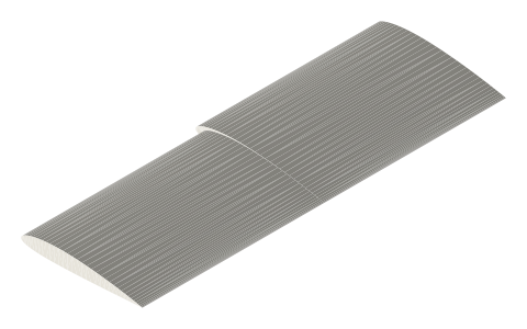 Leading-edge cuff (drooped leading edge), isometric render of a generated part