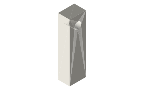 Lewis centre piece 10 × 14 × 50, Ø6 pin hole, isometric render of a generated part