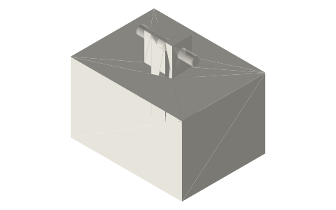 Lewis (three-piece stone lifter in a dovetail hole), isometric render of a generated part