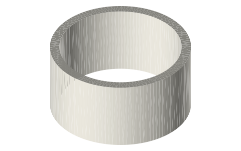 Linear alternator back-iron sleeve Ø60.5 × Ø52.5 × 30, isometric render of a generated part