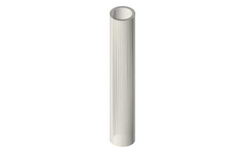 Linear alternator module mover: Ø48 piston cup, 40-magnet carrier and tube rod, sprung on two leaves, isometric render of a generated part
