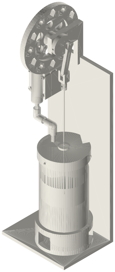 Build list: Soda-can gamma, isometric render of a generated part