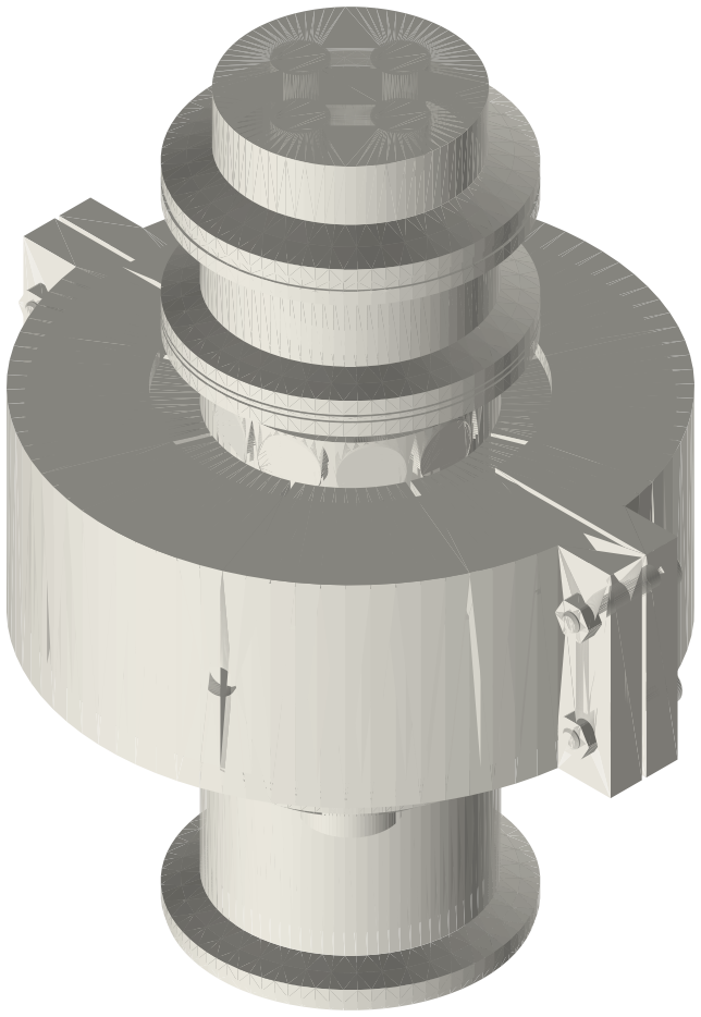 Build list: Linear alternator module, 2 in, closed (sealed bounce space, chargeable), isometric render of a generated part