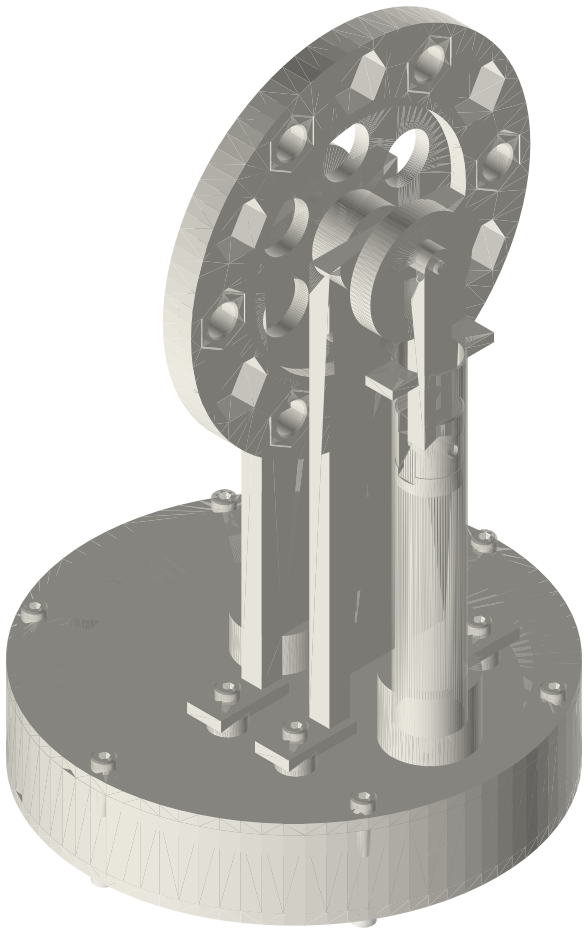 Build list: LTD coffee-cup engine, isometric render of a generated part