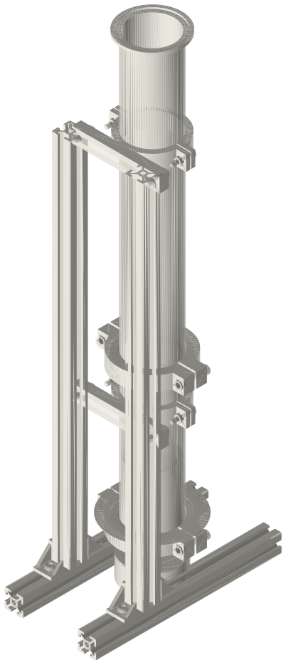 Build list: Thermoacoustic standing-wave engine, 2 in spools, isometric render of a generated part