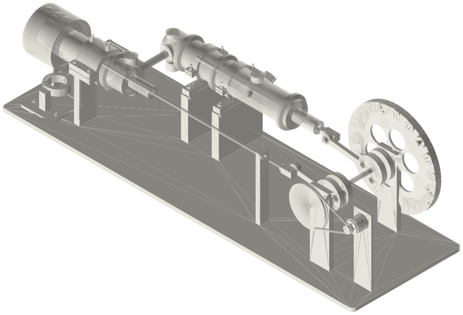Build list: Tri-clamp horizontal gamma generator, 2 in, chargeable, isometric render of a generated part