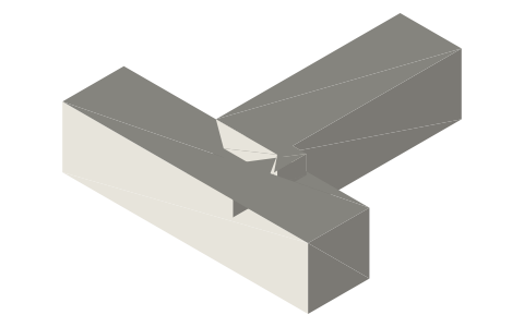 Loose tenon joint (floating tenon), isometric render of a generated part