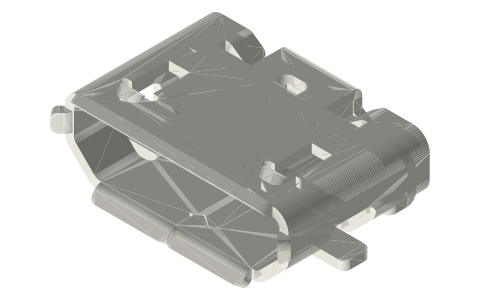 Micro-USB (Molex 47346) and Mini-USB (Lumberg 2486) receptacles, isometric render of a generated part