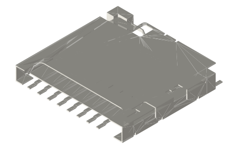 microSD push-push socket, Hirose DM3D-SF, isometric render of a generated part