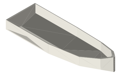 Modified-V (semi-V) hull, isometric render of a generated part