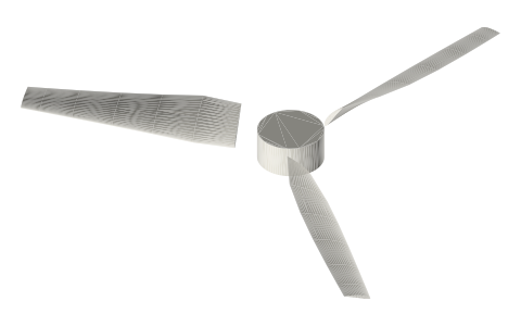 Motor KV and prop/voltage matching, isometric render of a generated part