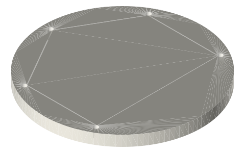 Mug LTD bottom plate Ø90 × 6 (sits on an 11 oz mug), isometric render of a generated part