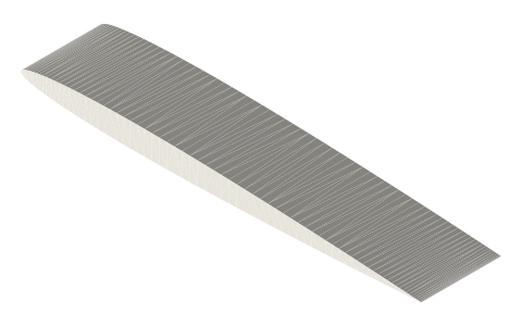 NACA 0006 airfoil, isometric render of a generated part