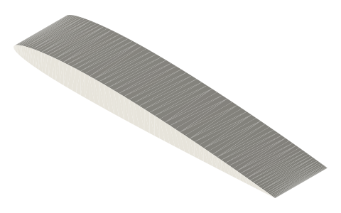 NACA 1408 airfoil, isometric render of a generated part