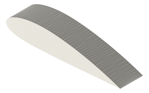NACA 4418 airfoil, isometric render of a generated part