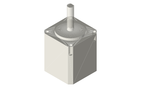 NEMA 11 stepper motor: 28.2 mm face, 23 mm hole pattern, isometric render of a generated part