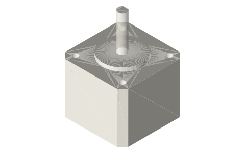 NEMA 14 stepper motor: 35.2 mm face, 26 mm hole pattern, isometric render of a generated part