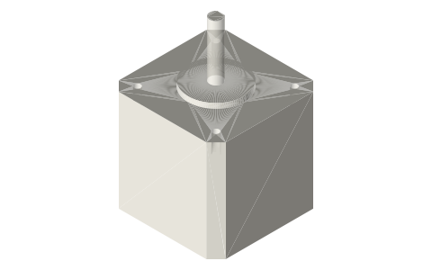 NEMA 17 stepper motor, isometric render of a generated part