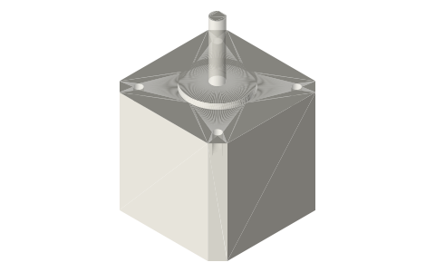 NEMA 17 stepper motor, isometric render of a generated part