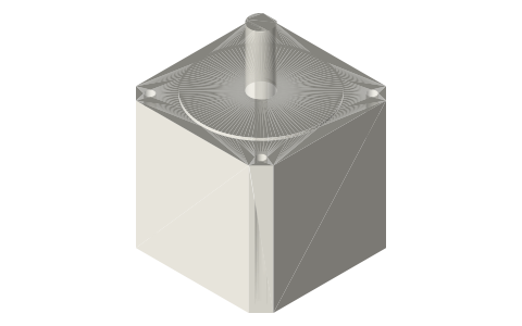 NEMA 34 stepper motor: 86 mm face, 69.6 mm hole pattern, isometric render of a generated part