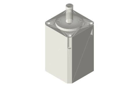 NEMA 8 stepper motor: 20.2 mm face, 16 mm hole pattern, isometric render of a generated part