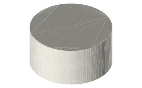 Neodymium disc magnets, common sizes, isometric render of a generated part