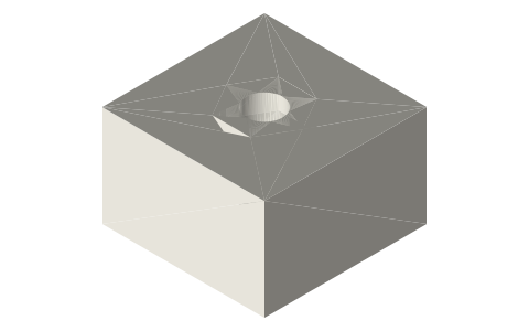 M3 nut trap (hex pocket for an ISO 4032 nut), isometric render of a generated part