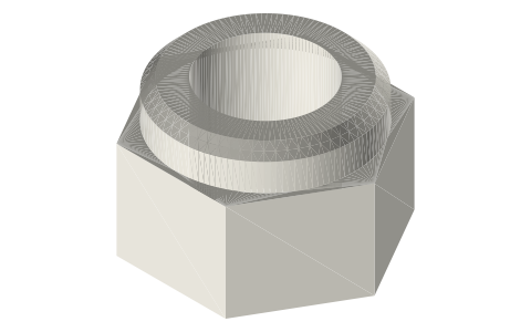 Nyloc lock nuts, M2.5–M8 (DIN 985), isometric render of a generated part